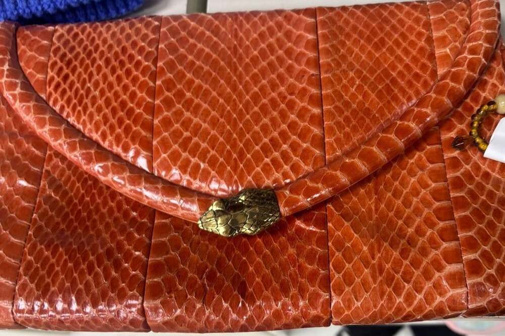 VTG Rashedah Orange Python Clutch with Python hardware made in Italy - Picture 3 of 3